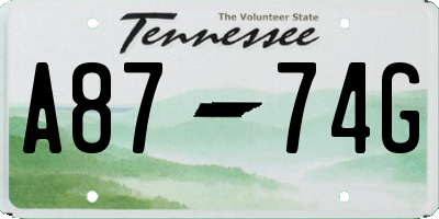 TN license plate A8774G