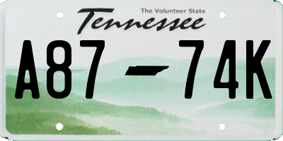 TN license plate A8774K