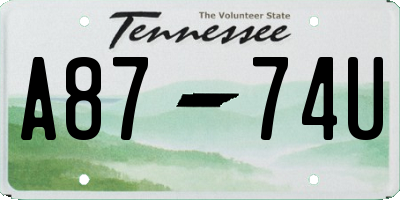 TN license plate A8774U