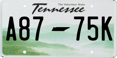 TN license plate A8775K