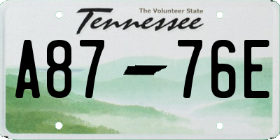 TN license plate A8776E