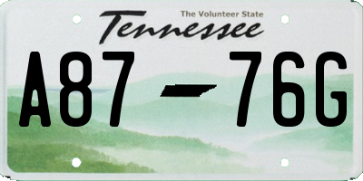 TN license plate A8776G
