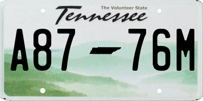 TN license plate A8776M