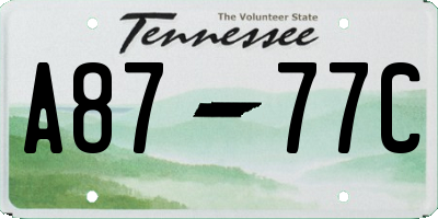 TN license plate A8777C