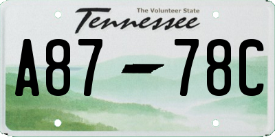 TN license plate A8778C