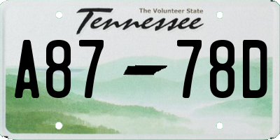 TN license plate A8778D