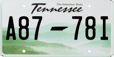 TN license plate A8778I