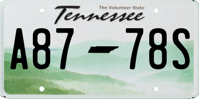 TN license plate A8778S