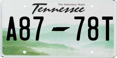 TN license plate A8778T