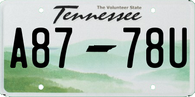 TN license plate A8778U