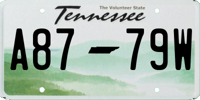 TN license plate A8779W