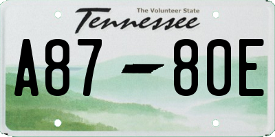 TN license plate A8780E