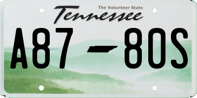 TN license plate A8780S