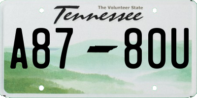 TN license plate A8780U
