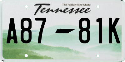 TN license plate A8781K