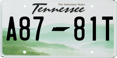 TN license plate A8781T