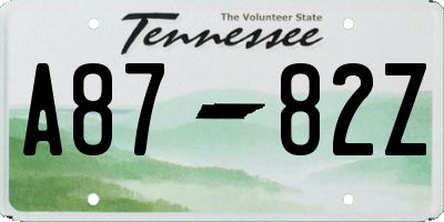 TN license plate A8782Z