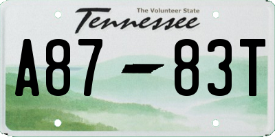 TN license plate A8783T