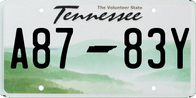 TN license plate A8783Y