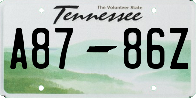 TN license plate A8786Z