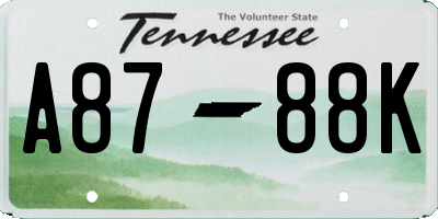 TN license plate A8788K