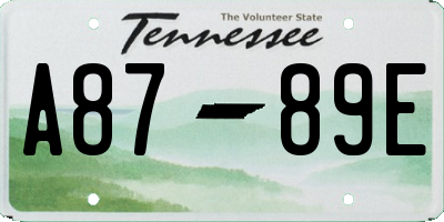 TN license plate A8789E