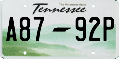 TN license plate A8792P