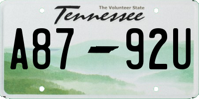 TN license plate A8792U