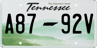 TN license plate A8792V