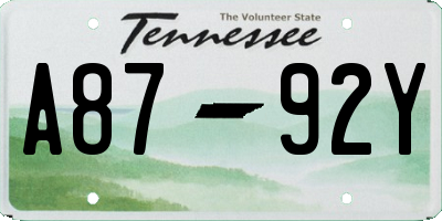 TN license plate A8792Y