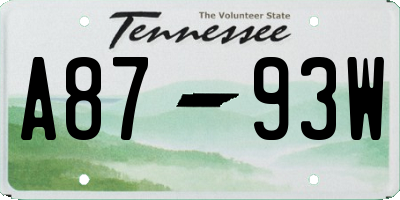 TN license plate A8793W