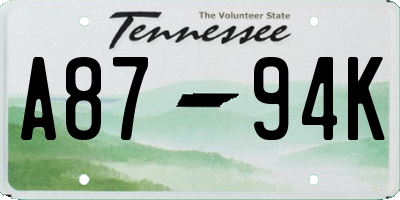 TN license plate A8794K