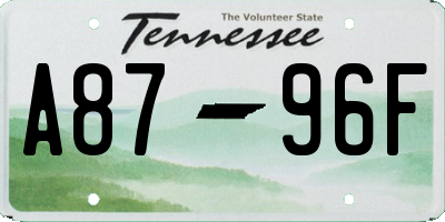 TN license plate A8796F