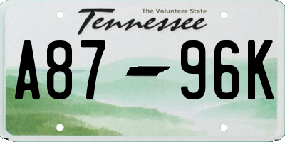 TN license plate A8796K