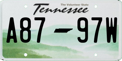 TN license plate A8797W