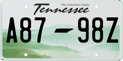 TN license plate A8798Z