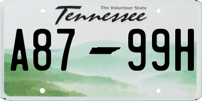TN license plate A8799H