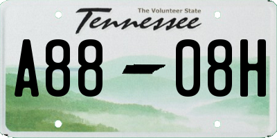 TN license plate A8808H