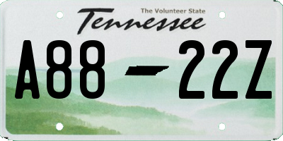 TN license plate A8822Z