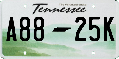 TN license plate A8825K
