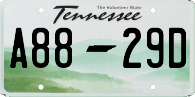 TN license plate A8829D