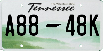 TN license plate A8848K