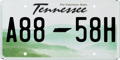 TN license plate A8858H