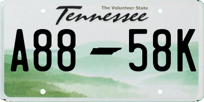 TN license plate A8858K