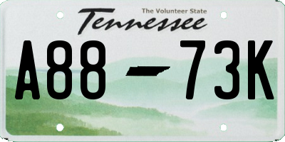 TN license plate A8873K