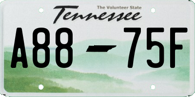 TN license plate A8875F