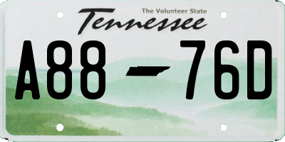 TN license plate A8876D