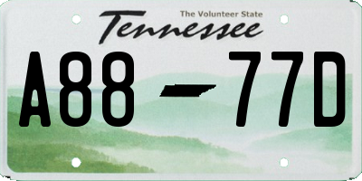TN license plate A8877D