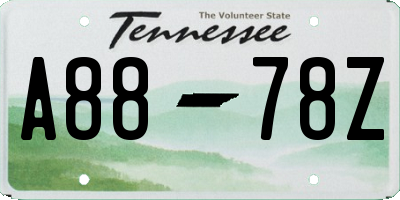 TN license plate A8878Z