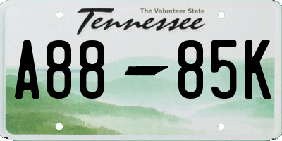 TN license plate A8885K